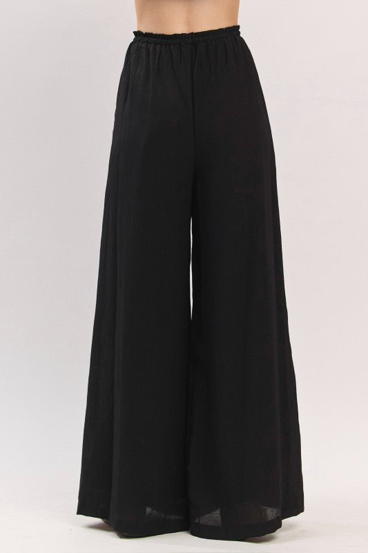 Paulina Drawstring Wide Leg Pants Black