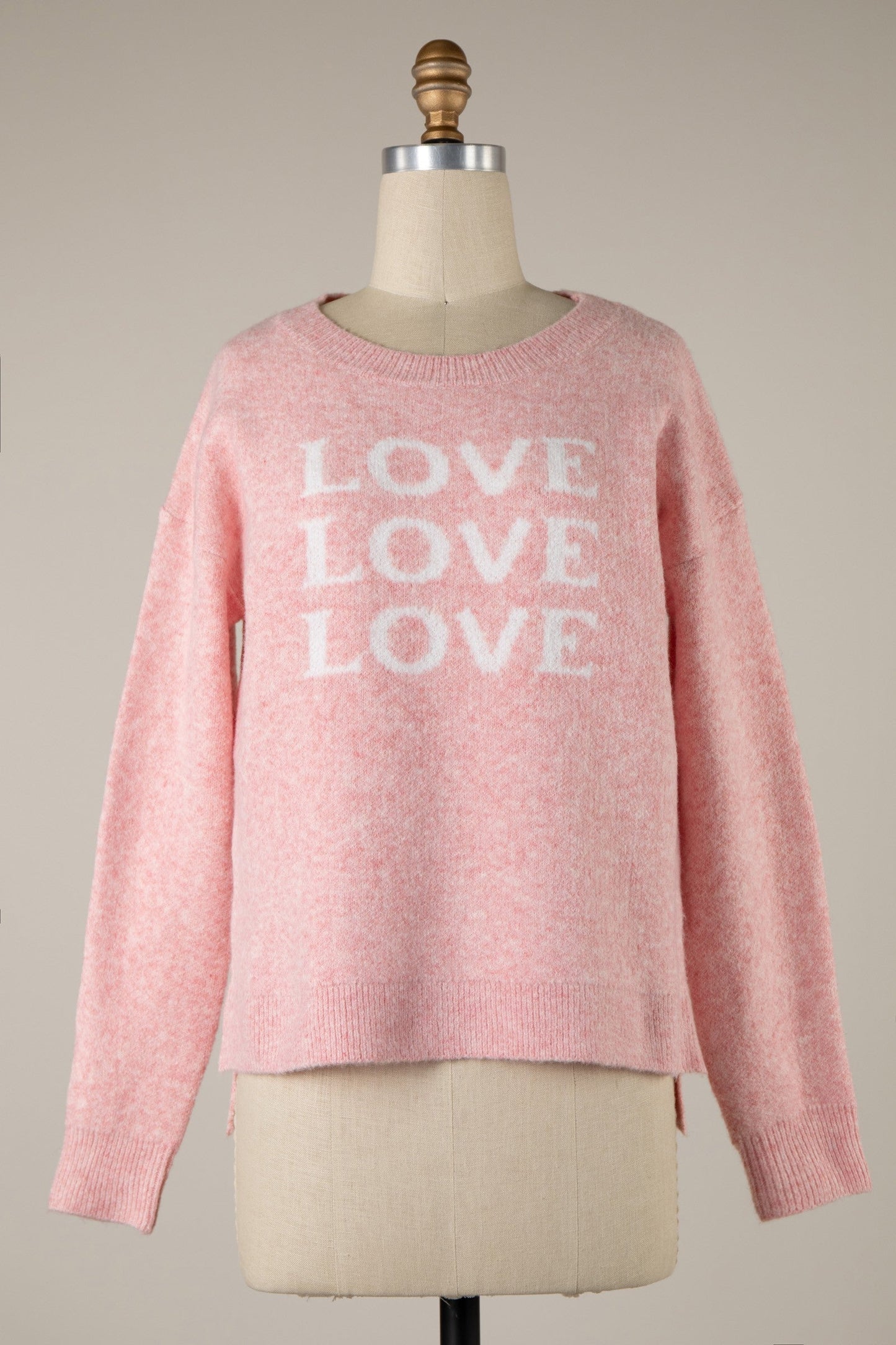 Josie Long Sleeve Love Print Sweater Pink