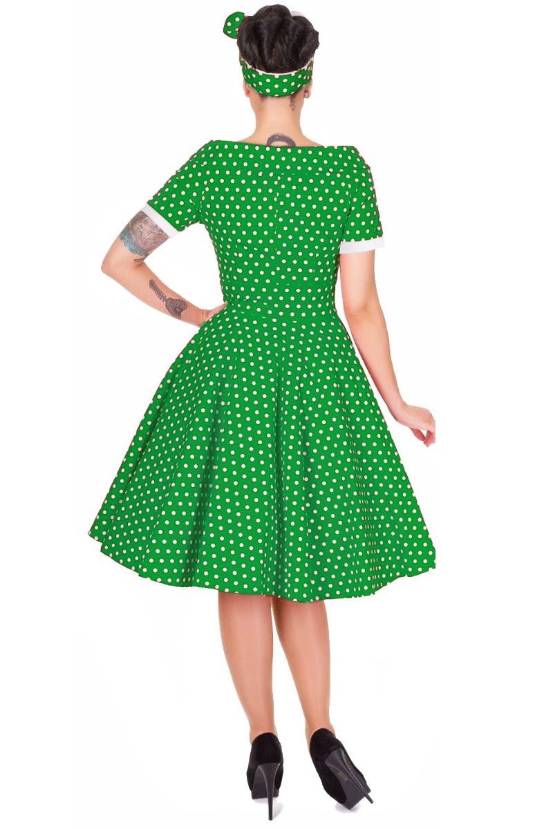 Darlene Full Circle Green Polka Dot Swing Dress