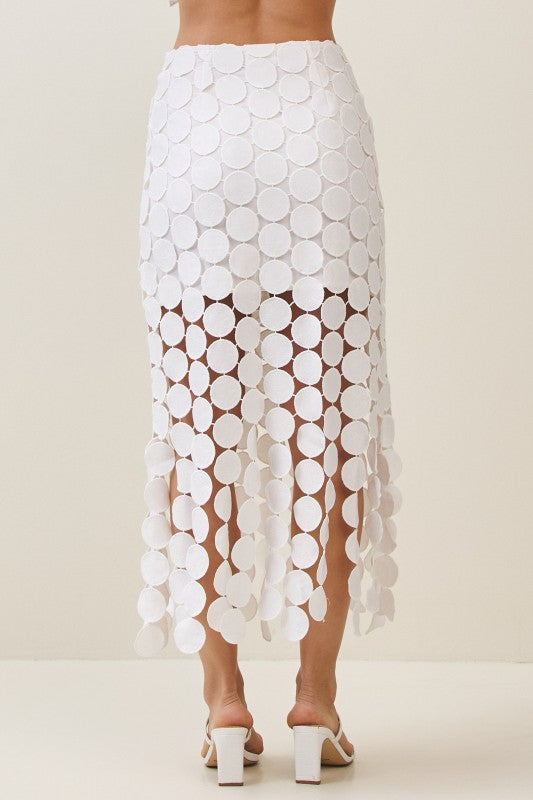 Sofia High Waist Circle Crochet Midi Skirt Ivory