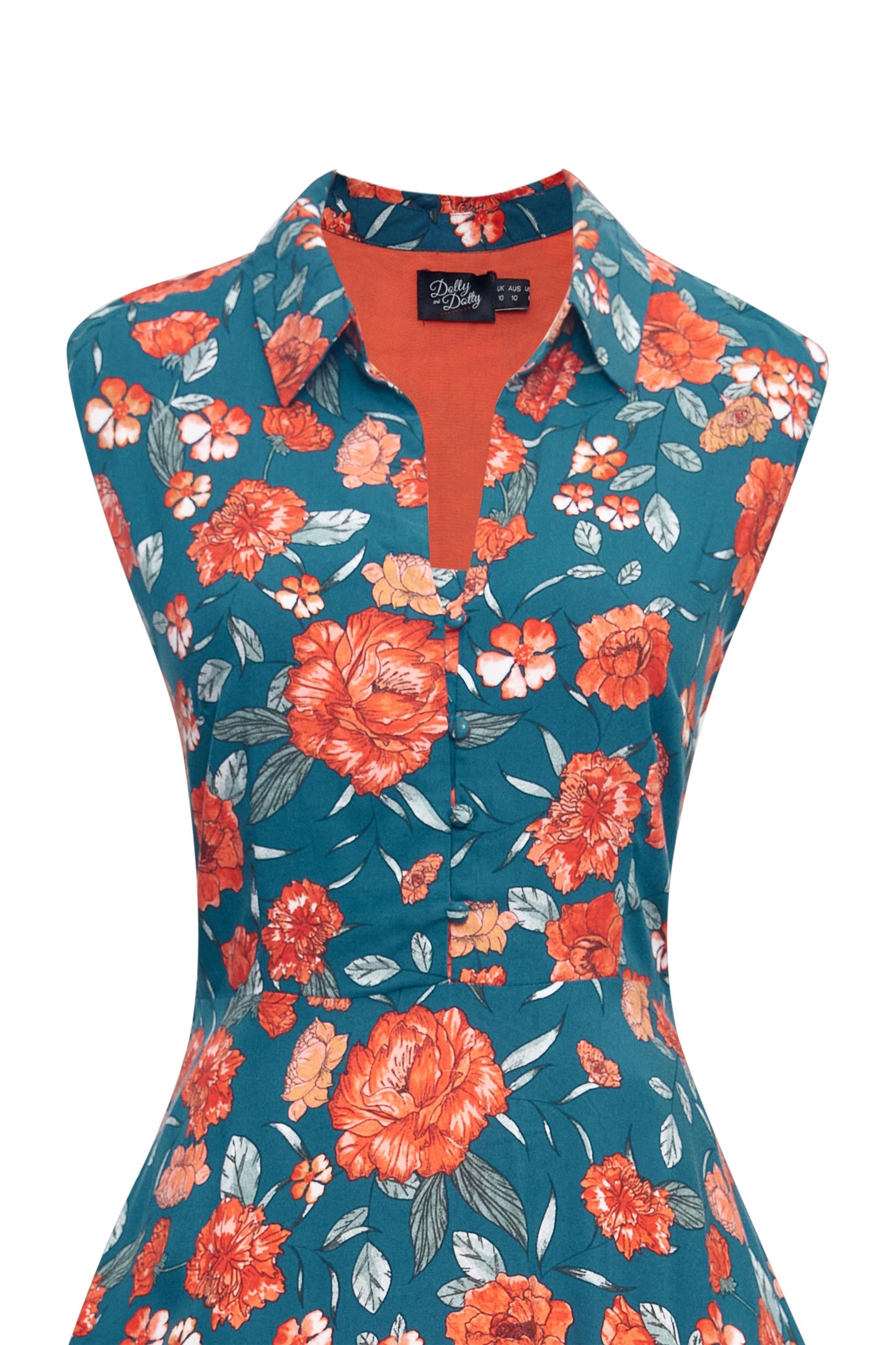 Poppy Blue & Orange Floral Collar Shirt Dress