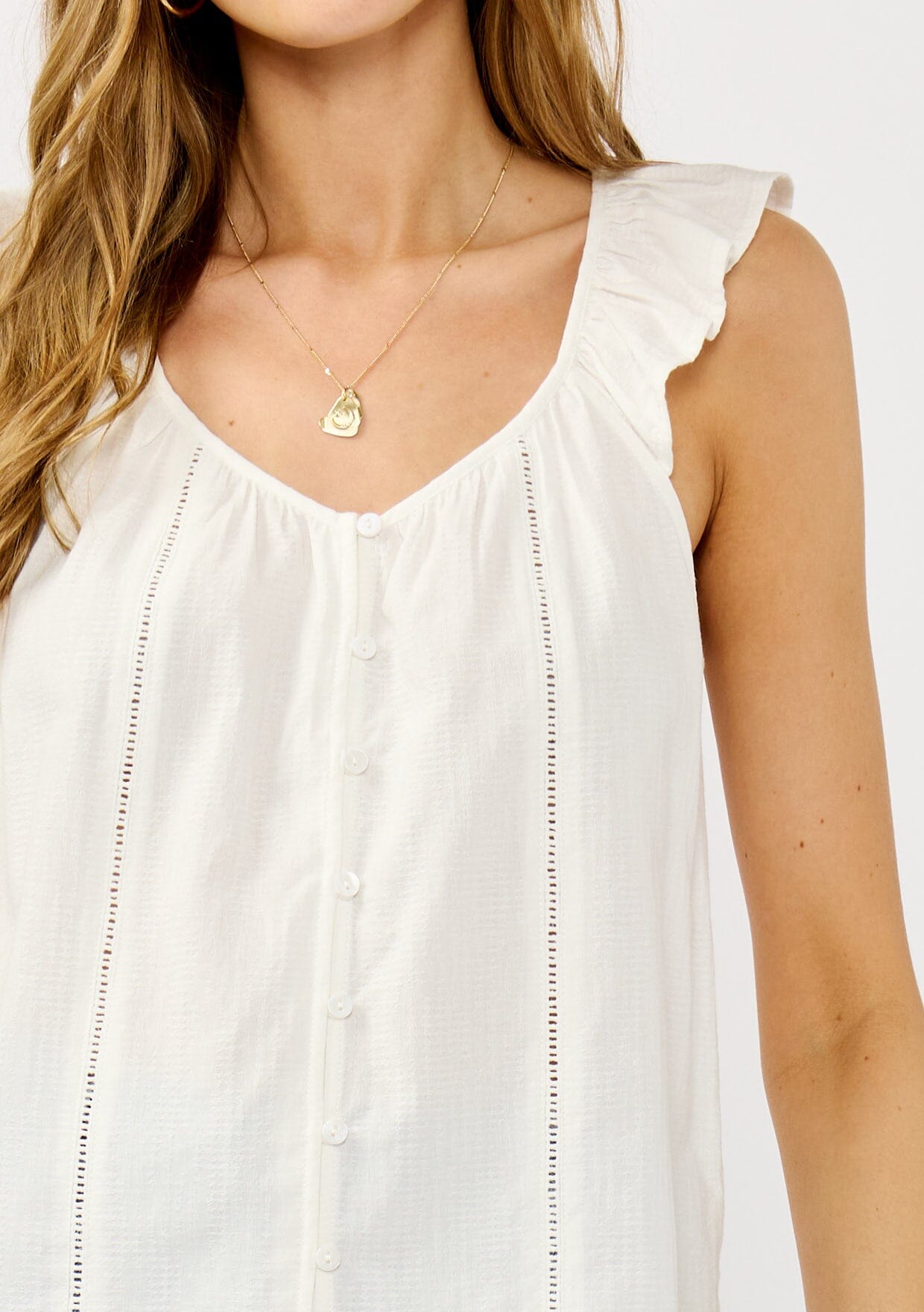 Lenara Button Front Top