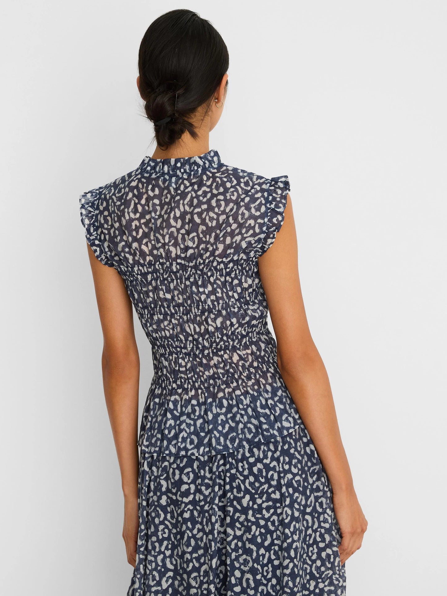 Leopard Sketch Smocked Top