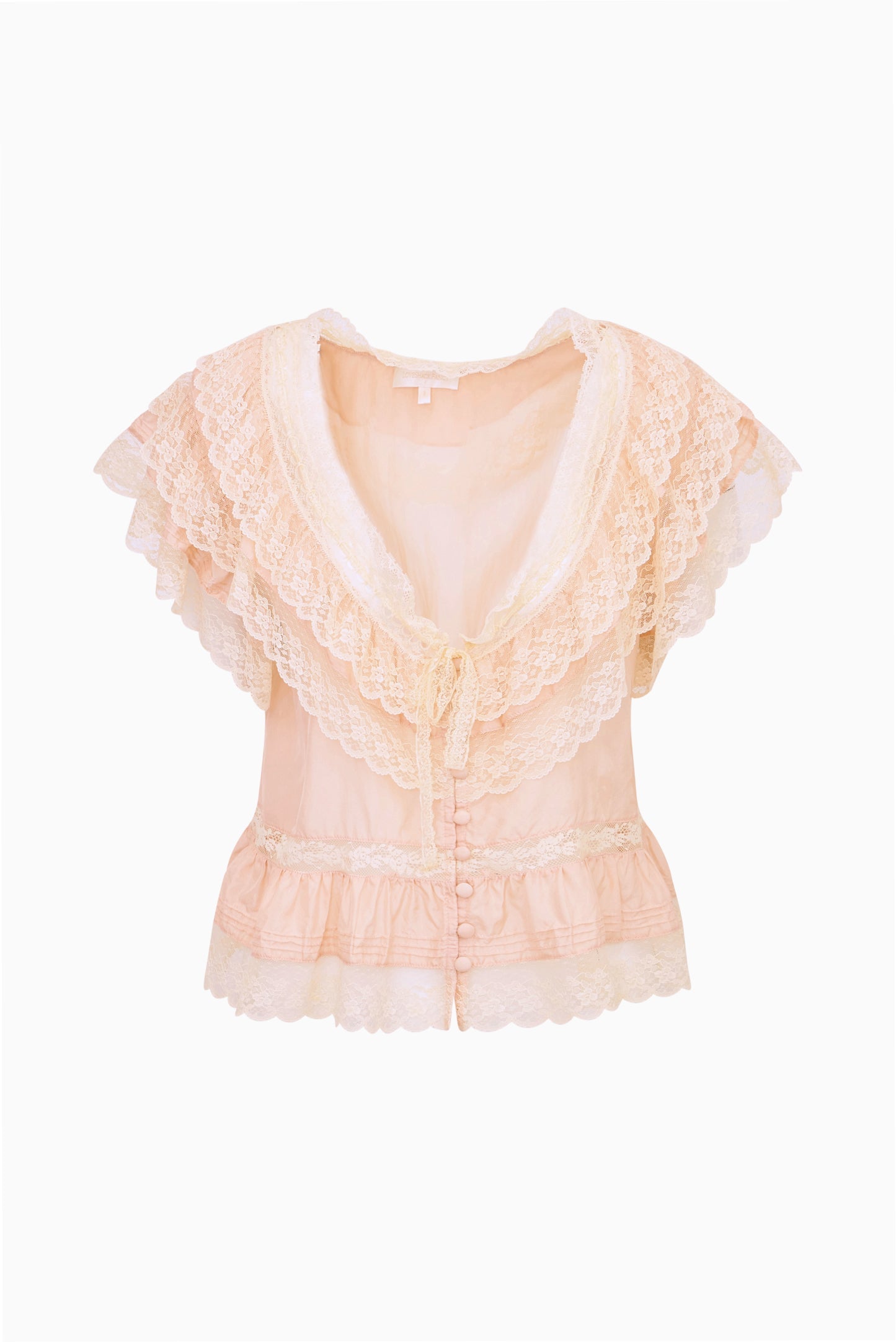 Persine Silk Ruffle Top - PETAL PEACH
