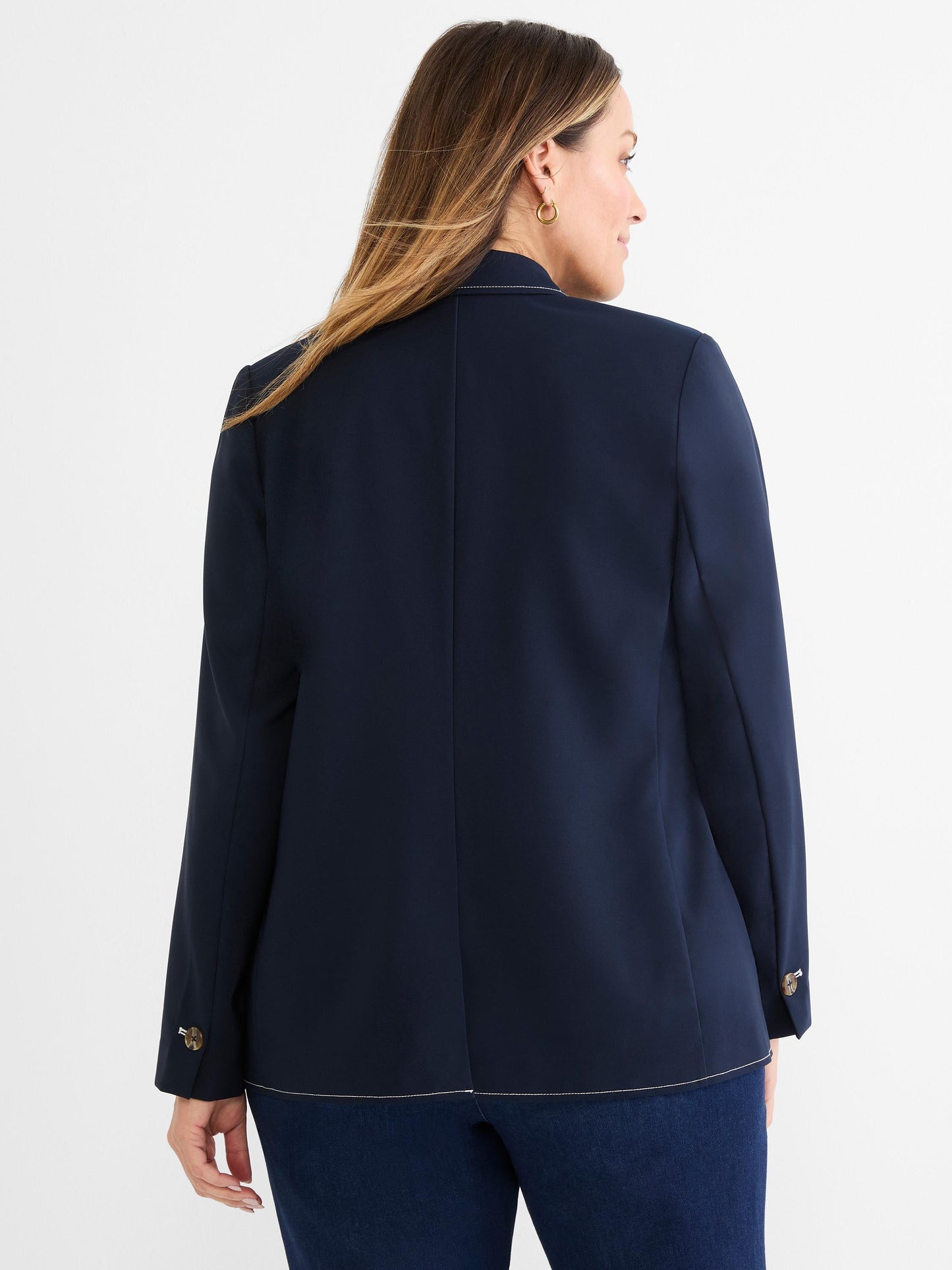 Sleek Stretch Accent Stitch Blazer