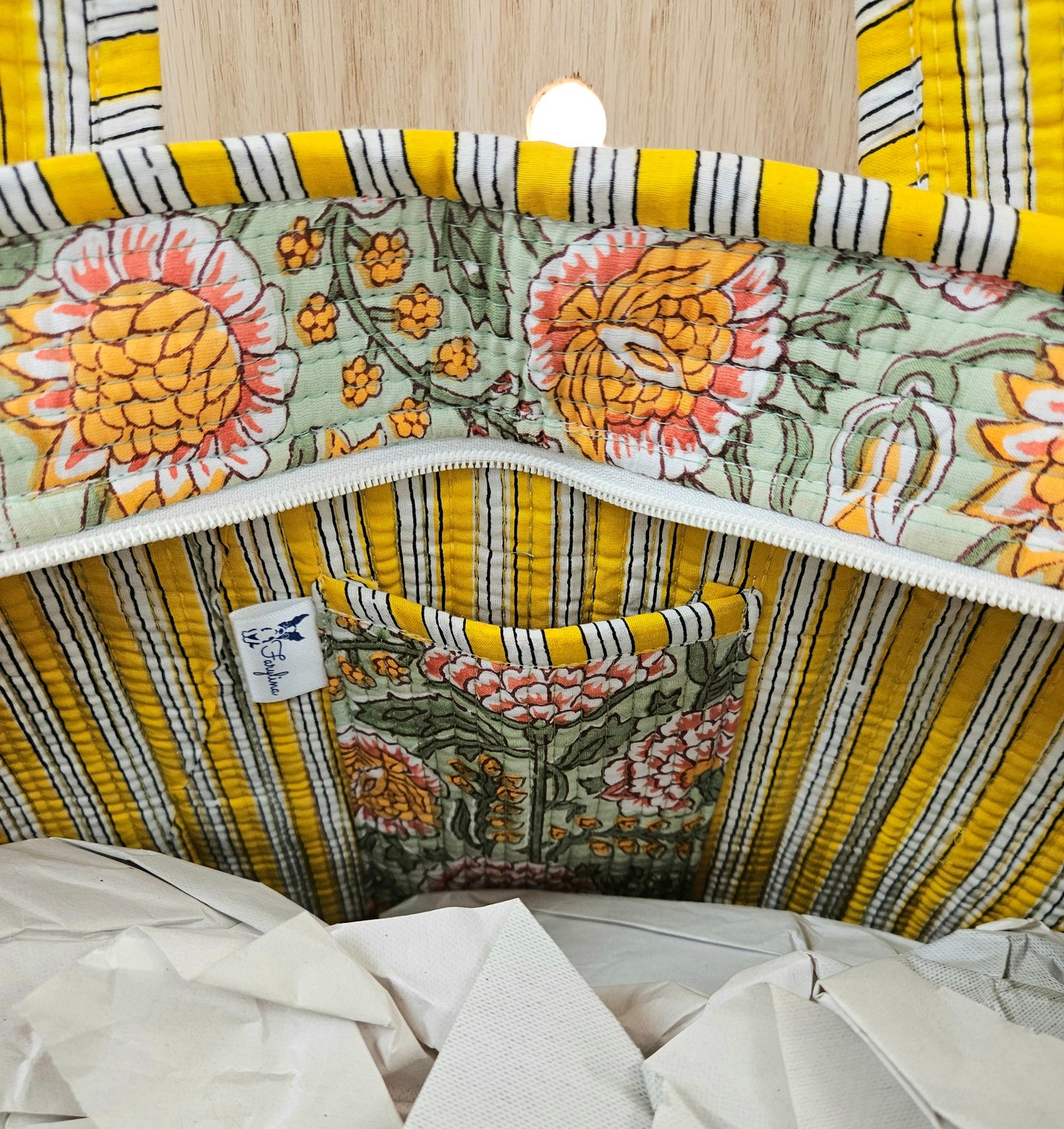 Green Floral Quilted Temple Bag
