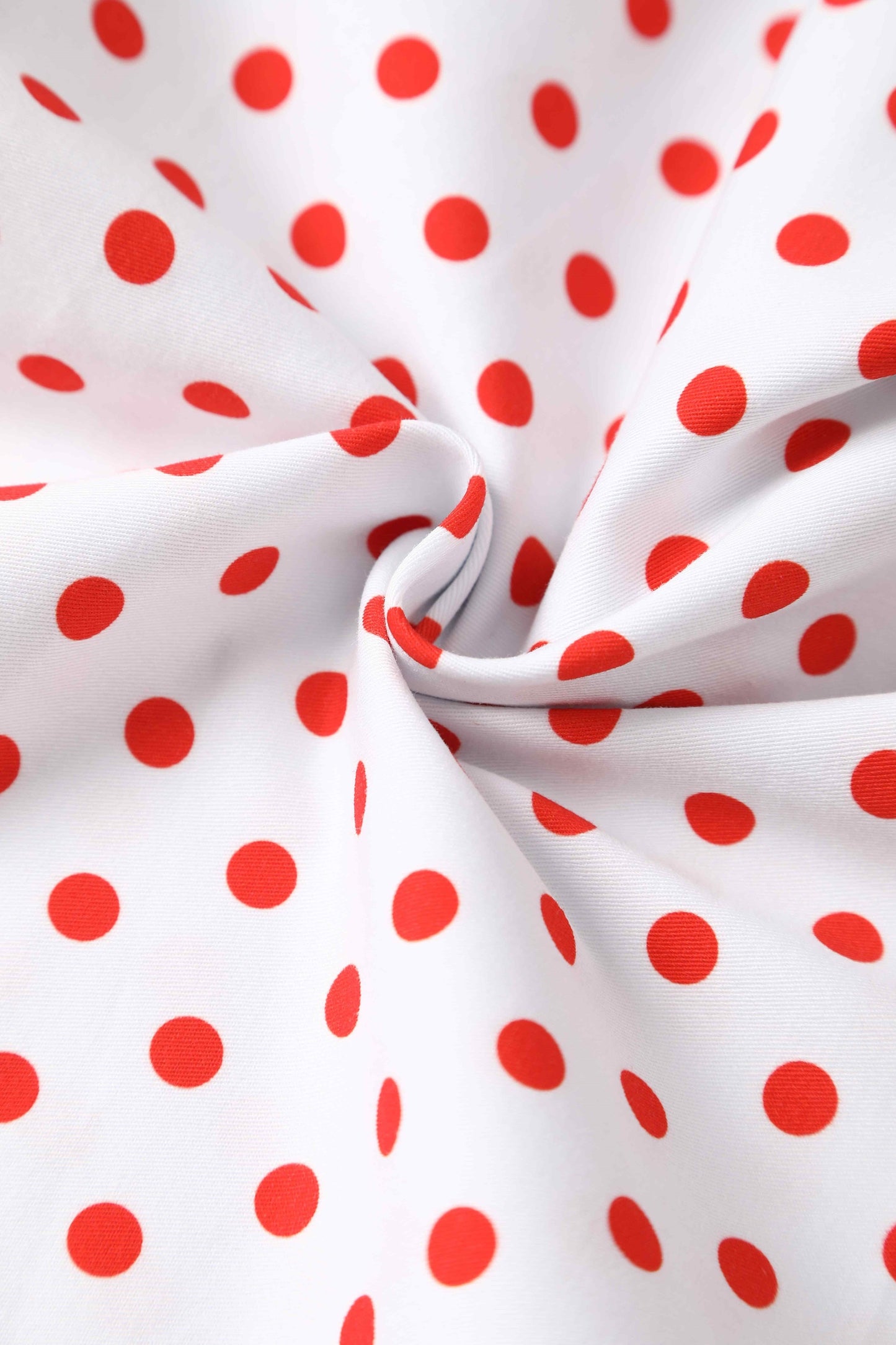 May V Neck White and Red Polka Dot Dress