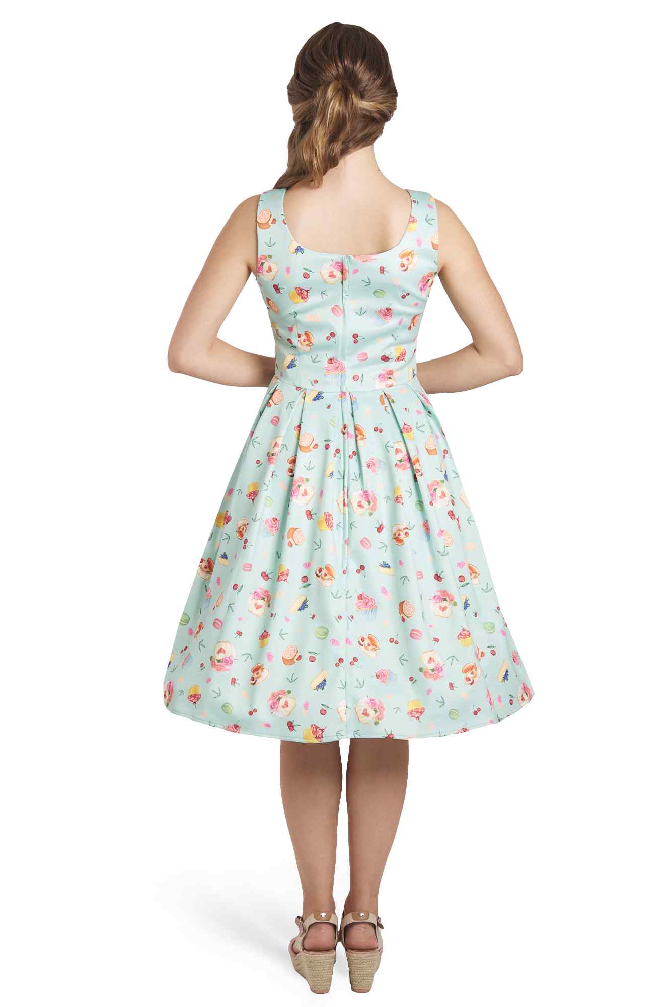 Amanda 50's Afternoon Tea Dress In Blue Cake Print