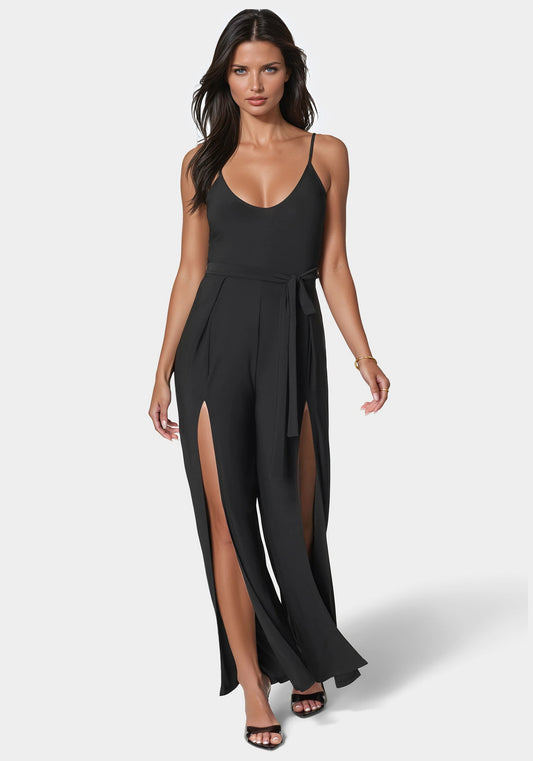 High Slit V-Neck Cami Strap Jumpsuit