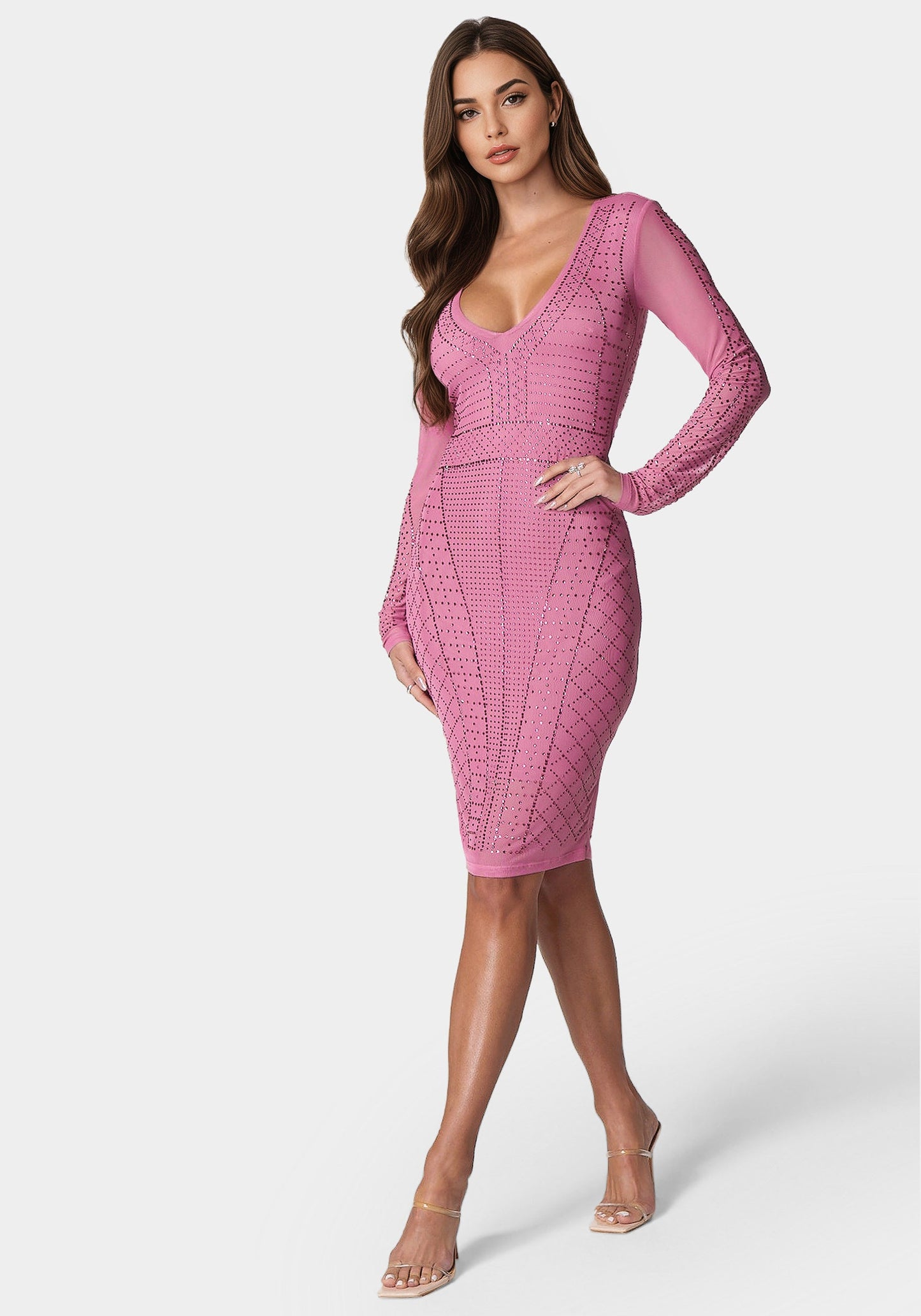 Crystal Mesh Midi Dress