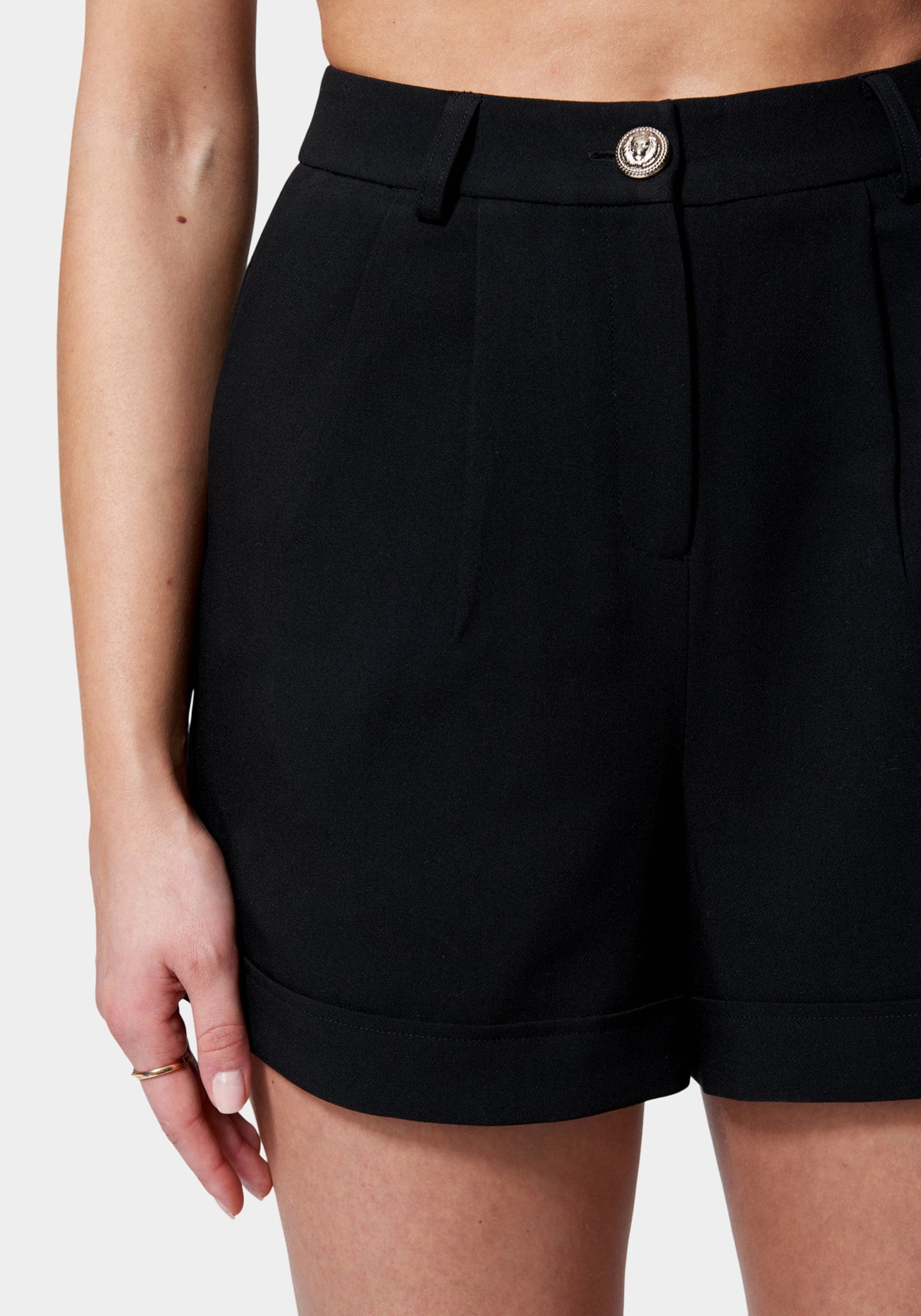 High Waist Woven Twill Short