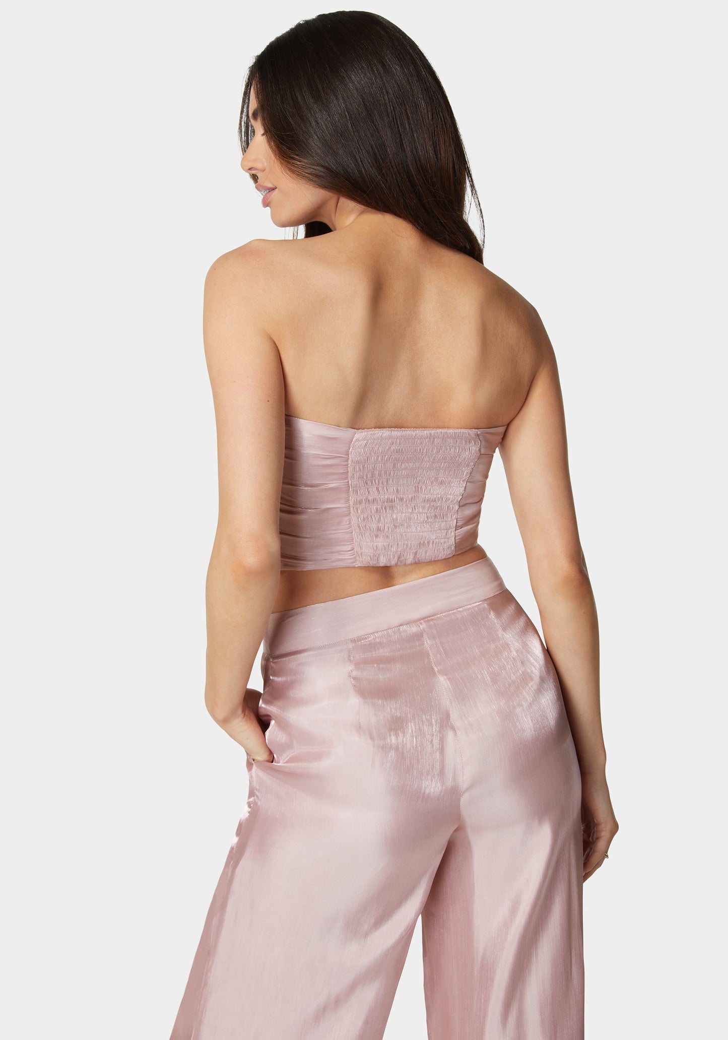 Iridescent Satin Bandeau Top