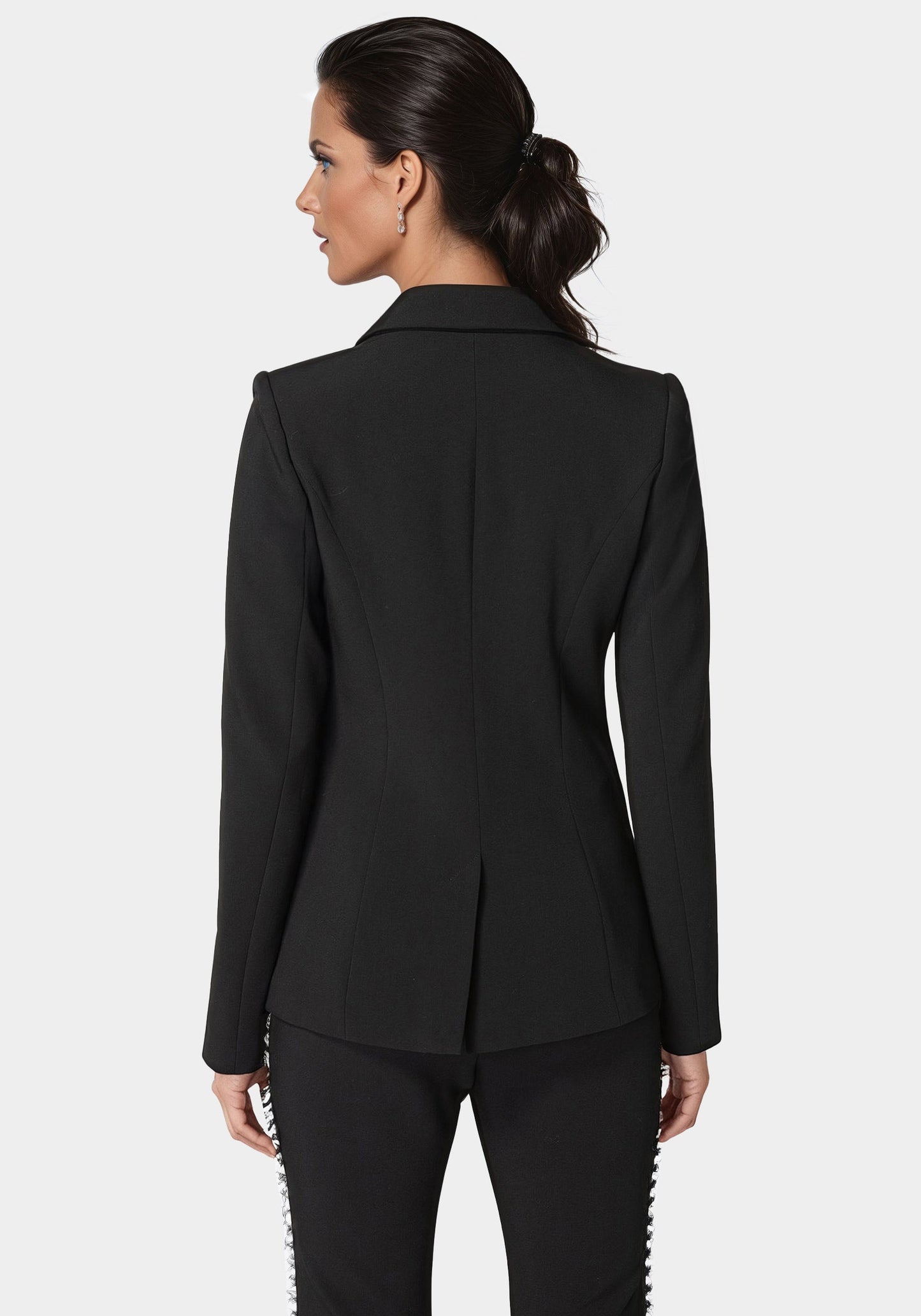 Rhinestone Detail Woven Twill Blazer