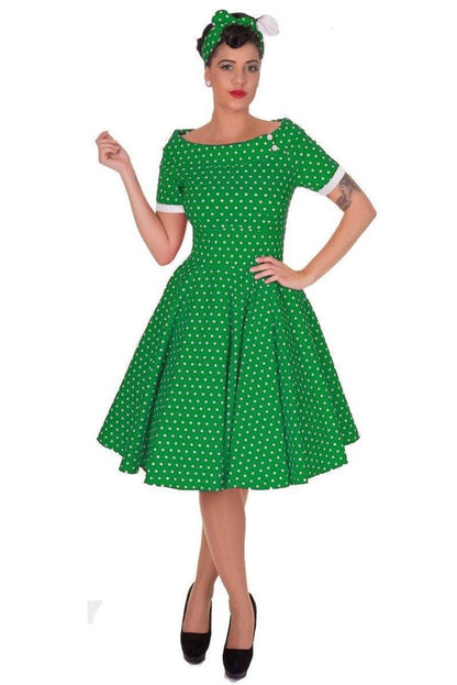 Darlene Full Circle Green Polka Dot Swing Dress