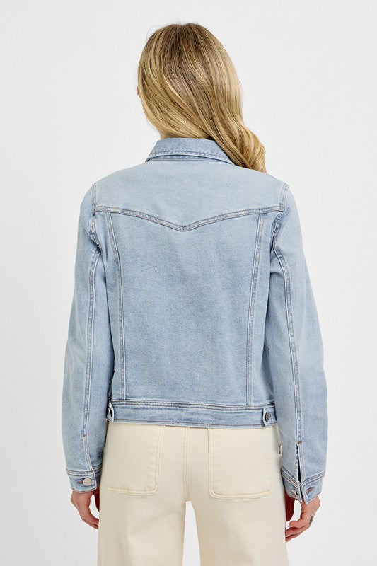 Tempest Long Sleeve Button Down Denim Jacket Light Wash