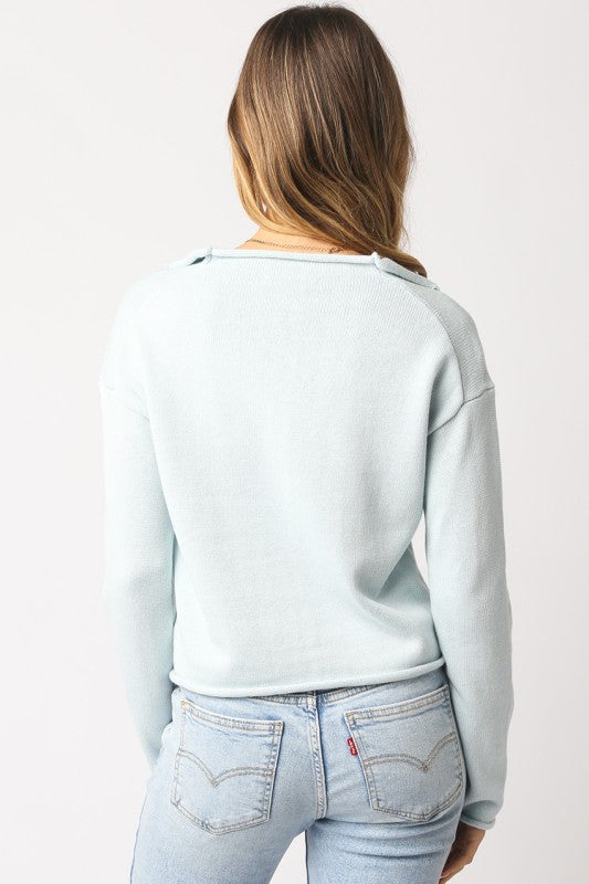 Michelle Long Sleeve Button Down Knit Cardigan Blue