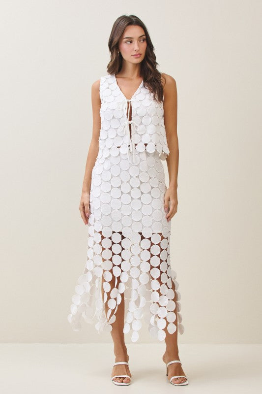 Sofia High Waist Circle Crochet Midi Skirt Ivory