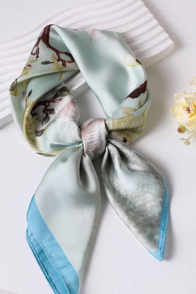 Christina Floral Print Square Finishing Touch Scarf Icy Blue