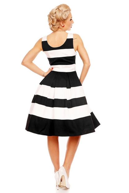 Aurora Striped Two Tone Dress in Black-White
