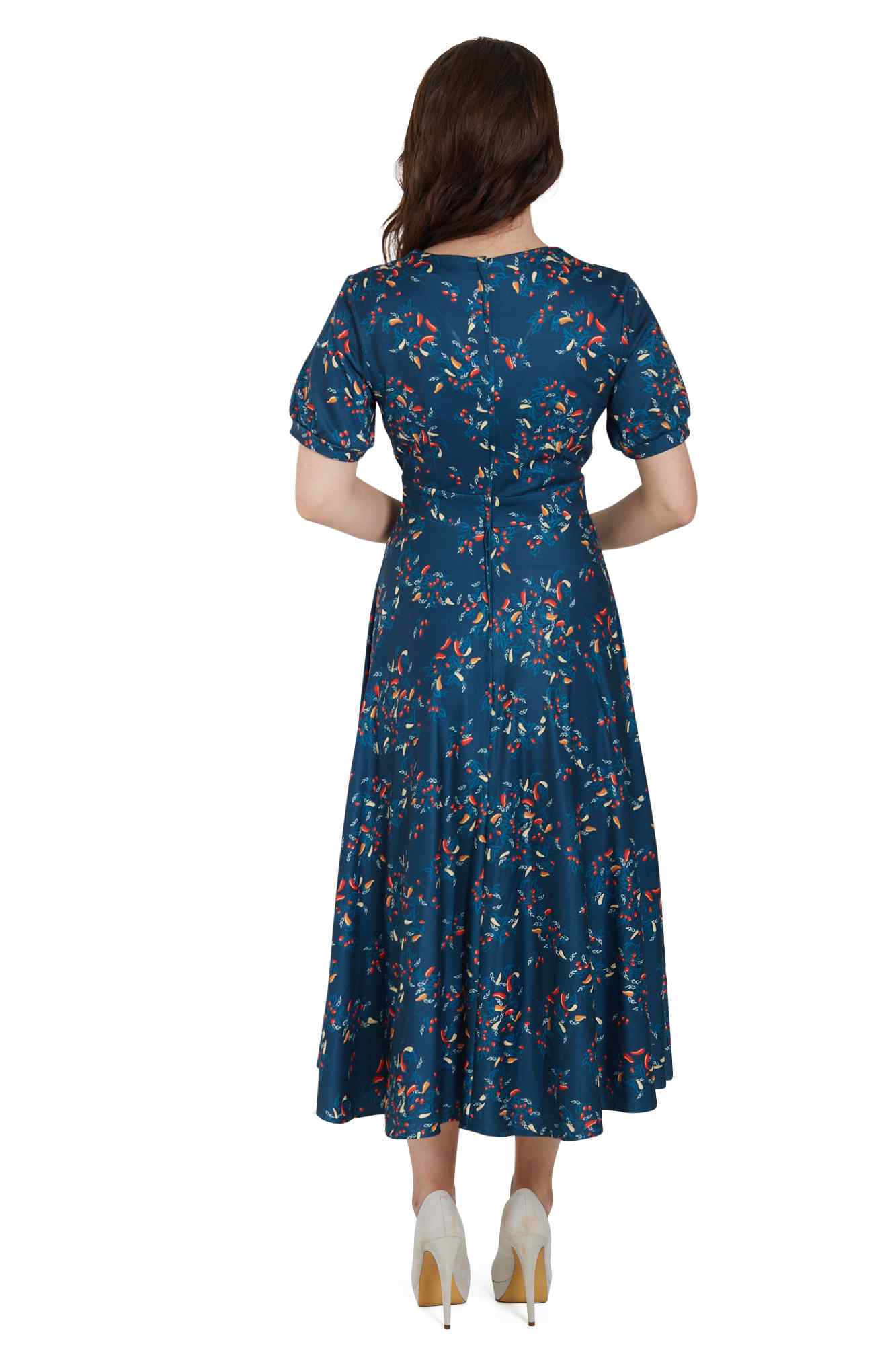 Julia Navy Blue Chili Midi Dress
