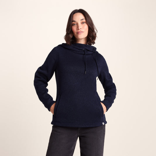 Acer Womens Oversized Supersoft Knitlook Fleece Hoody - Oxford Blue Marl