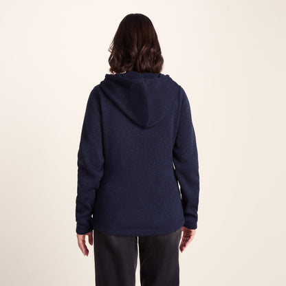 Acer Womens Oversized Supersoft Knitlook Fleece Hoody - Oxford Blue Marl