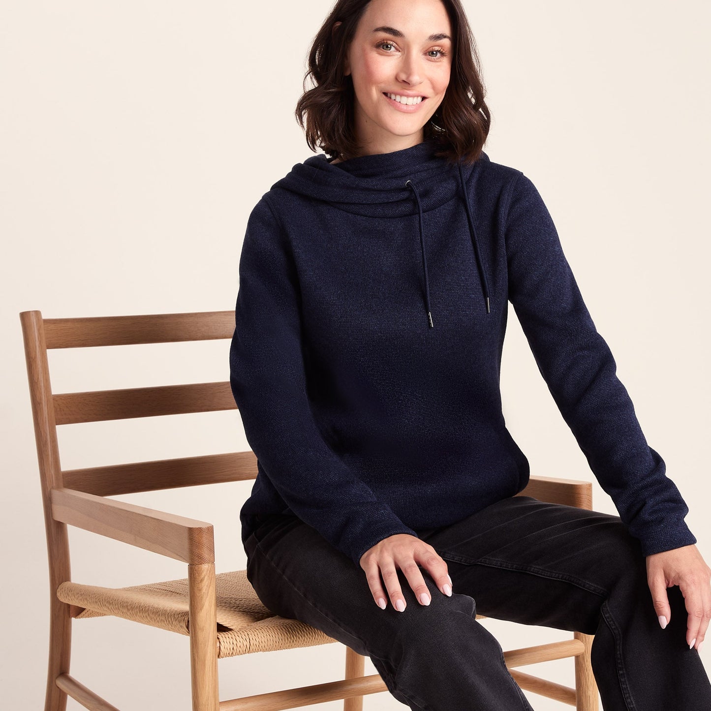 Acer Womens Oversized Supersoft Knitlook Fleece Hoody - Oxford Blue Marl