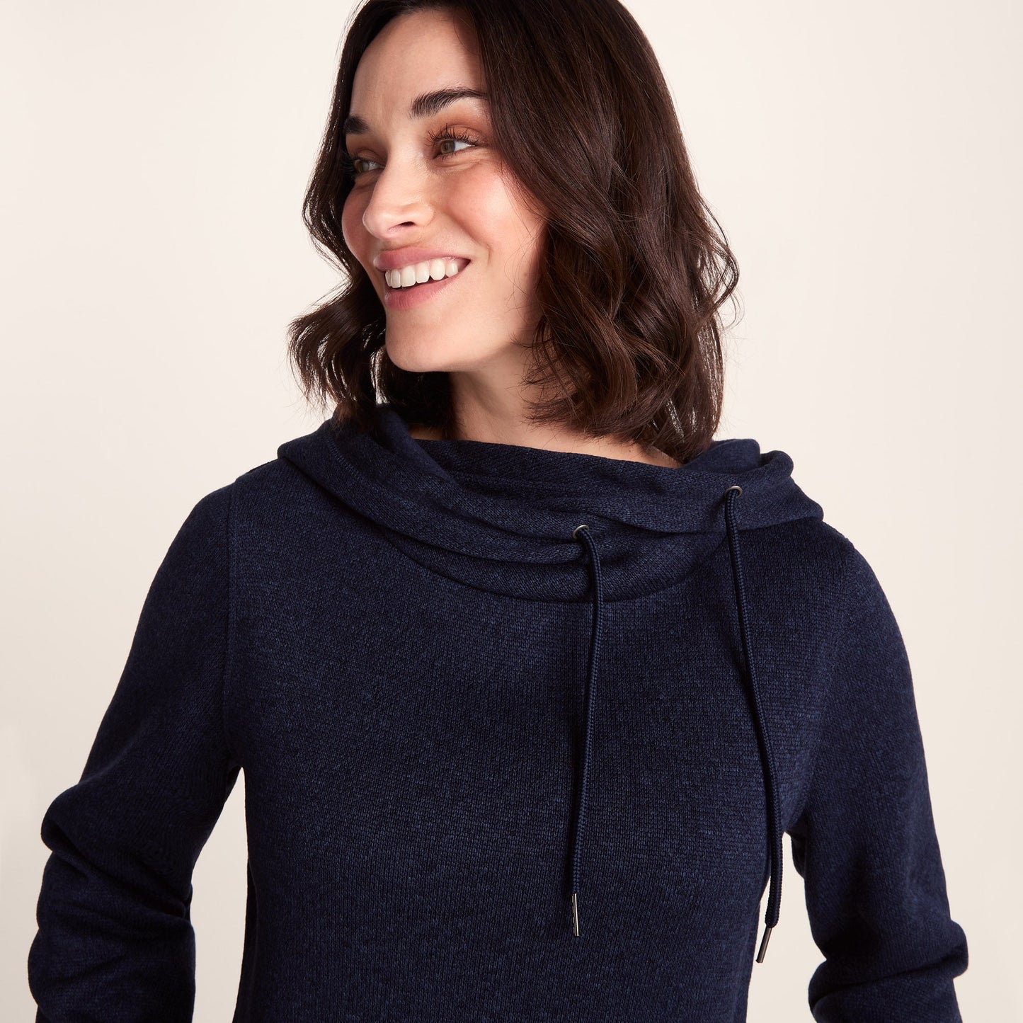 Acer Womens Oversized Supersoft Knitlook Fleece Hoody - Oxford Blue Marl