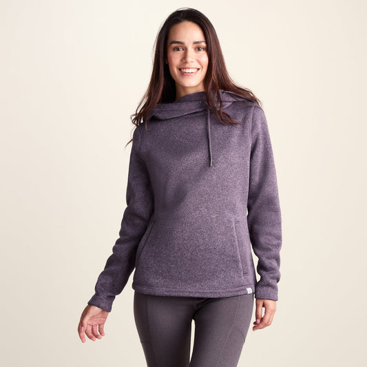 Acer Womens Oversized Supersoft Knitlook Fleece Hoody - Dusky Lilac Melange