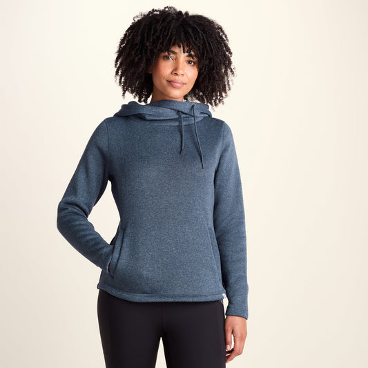 Acer Womens Oversized Supersoft Knitlook Fleece Hoody - Smokey Blue Melange