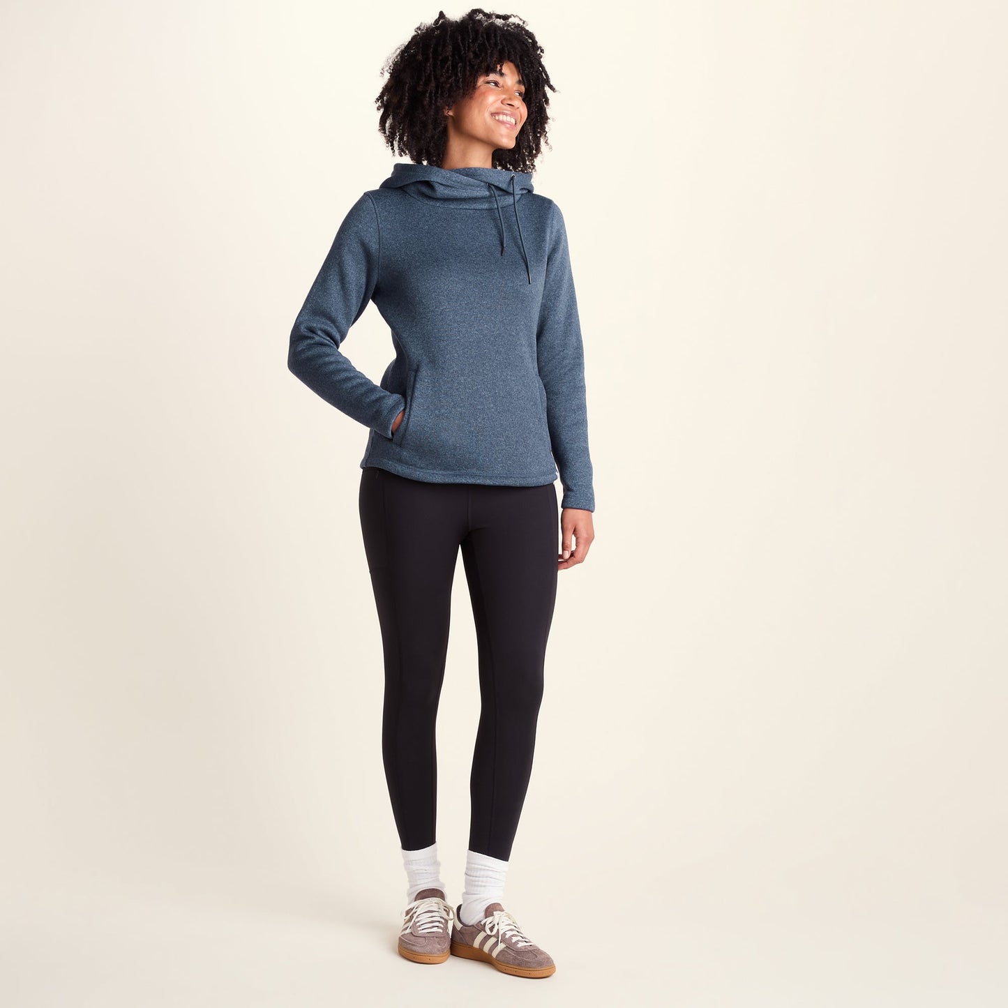 Acer Womens Oversized Supersoft Knitlook Fleece Hoody - Smokey Blue Melange