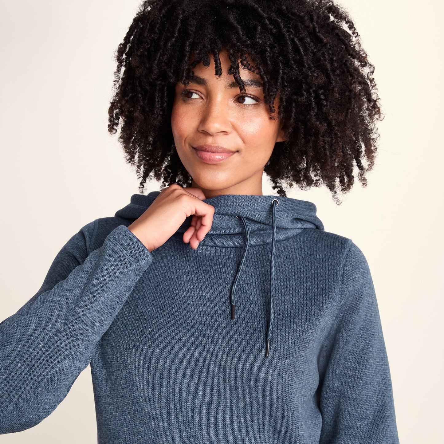 Acer Womens Oversized Supersoft Knitlook Fleece Hoody - Smokey Blue Melange