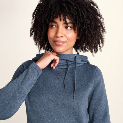 Acer Womens Oversized Supersoft Knitlook Fleece Hoody - Smokey Blue Melange