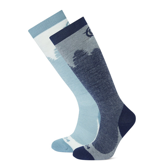 Aprica 2 Pack Womens Ski Sock - Oxford Blue/Mist Grey