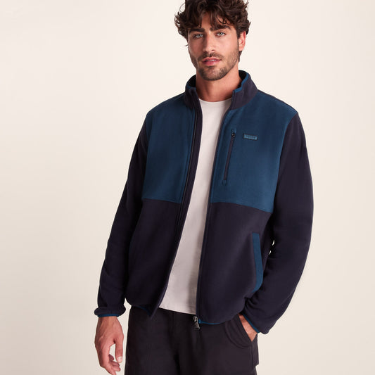 Banwell Mens Microfleece Jacket - Dark Indigo/Petrol Green