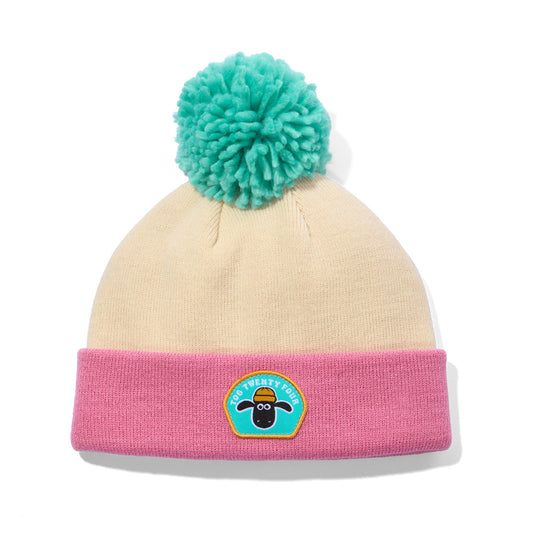 Beulah Shaun the Sheep Kids Knitted Beanie Pom Pom Hat - Woolly/Candyfloss