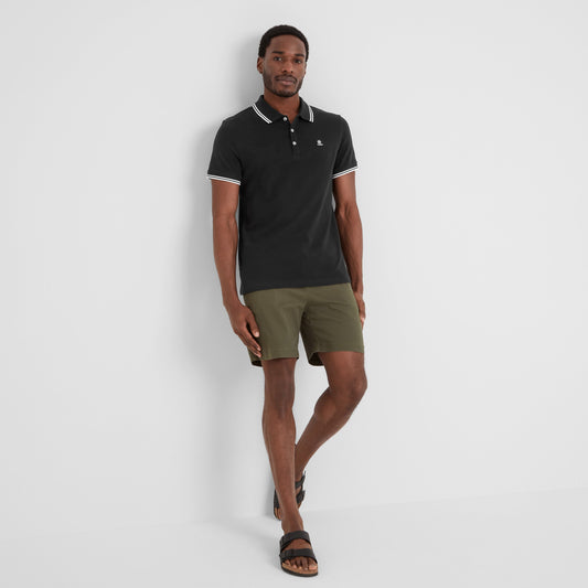Biston Mens 100% Cotton Pique Polo Shirt - Black