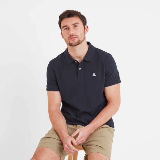 Braunton Mens 100% Cotton Pique Polo Shirt - Dark Indigo