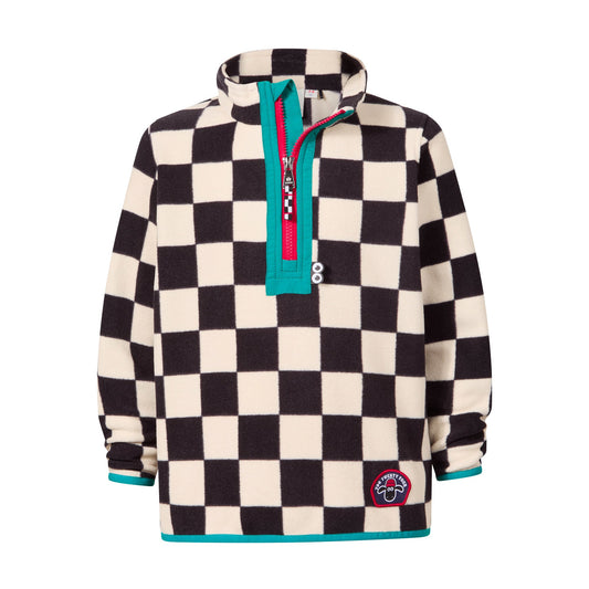 Brecknock Kids Shaun the Sheep Fleece Zip Neck - Woolly/Black Checkerboard