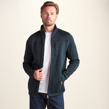 Cresswell Mens Knitlook Fleece Jacket - Dark Indigo Marl