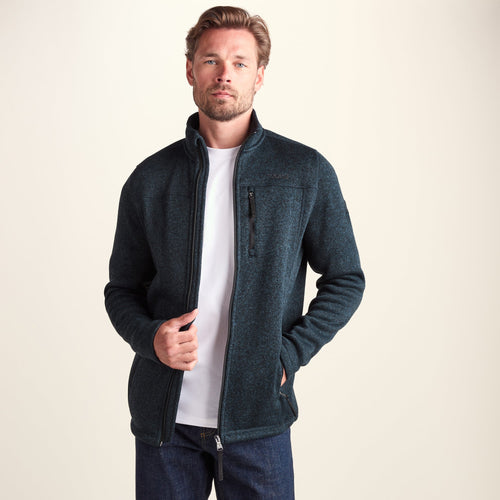 Cresswell Mens Knitlook Fleece Jacket - Dark Indigo Marl