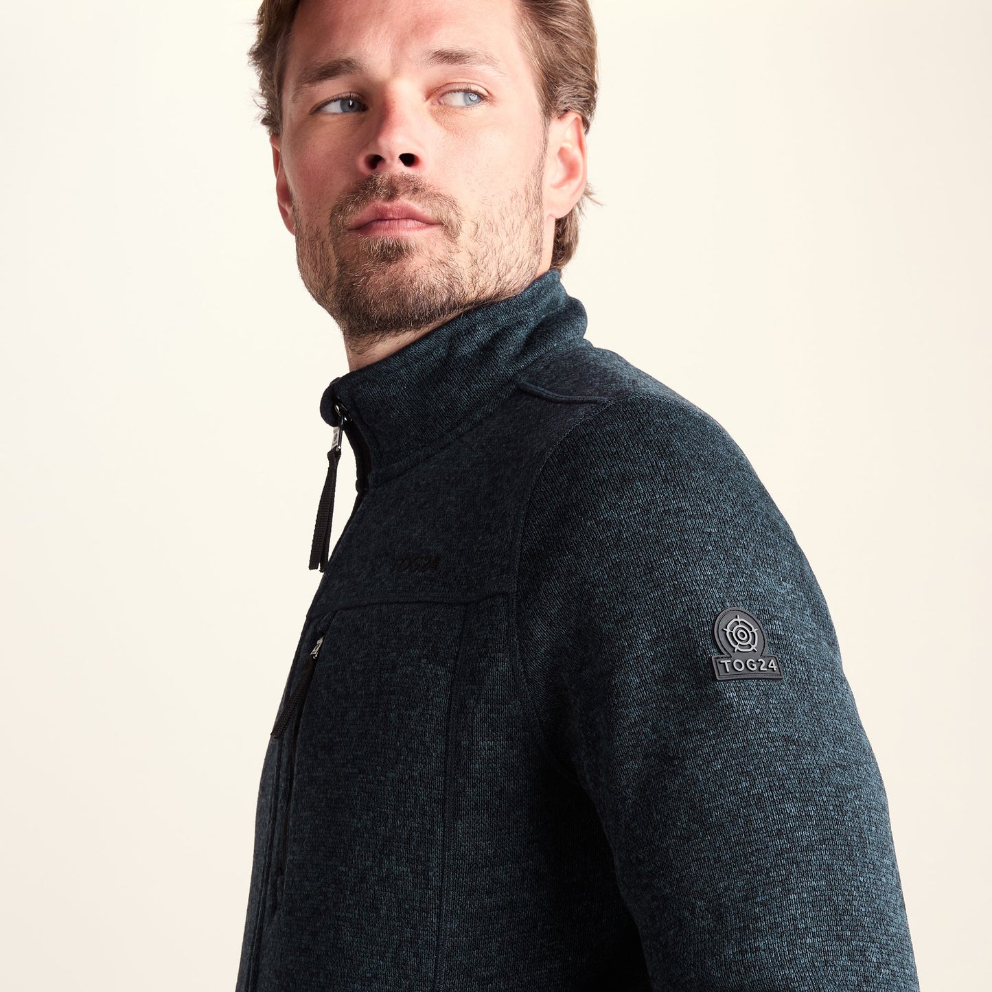 Cresswell Mens Knitlook Fleece Jacket - Dark Indigo Marl