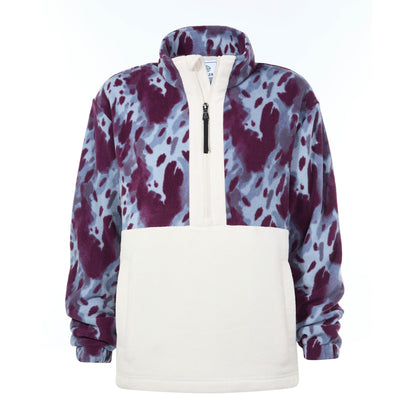 Eden Womens Relaxed Fit Microfleece Zip Neck - Smokey Blue Print