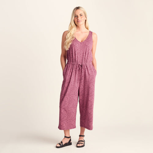 Emmie Womens Supersoft Jumpsuit - Black Raspberry Wiggle Print