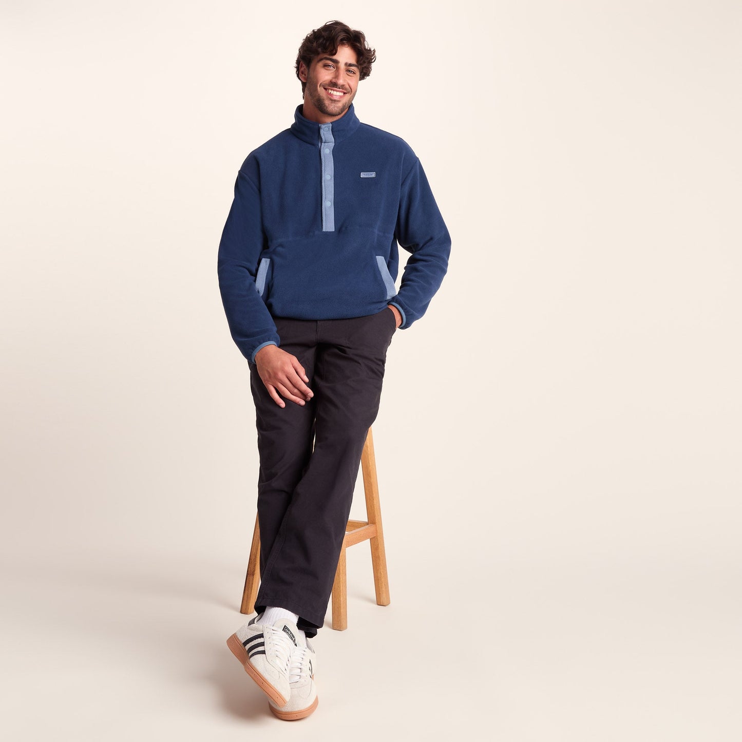 Horth Mens Half Zip Microfleece - Inky Blue/Blue Dolphin