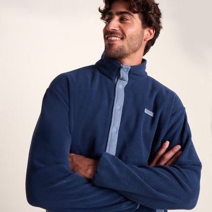 Horth Mens Half Zip Microfleece - Inky Blue/Blue Dolphin