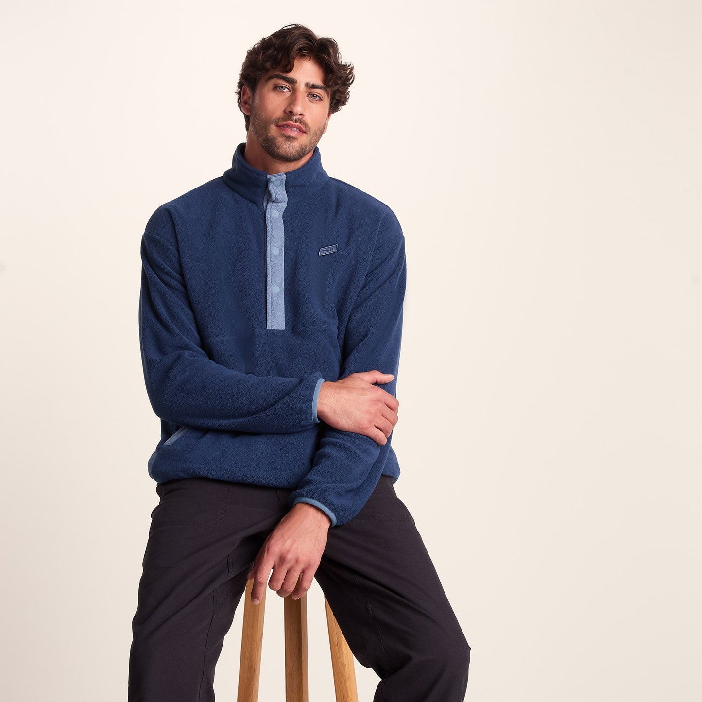 Horth Mens Half Zip Microfleece - Inky Blue/Blue Dolphin