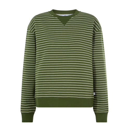 Joyce Womens Supersoft Crew Neck Striped Sweatshirt - Olive Green Stripe