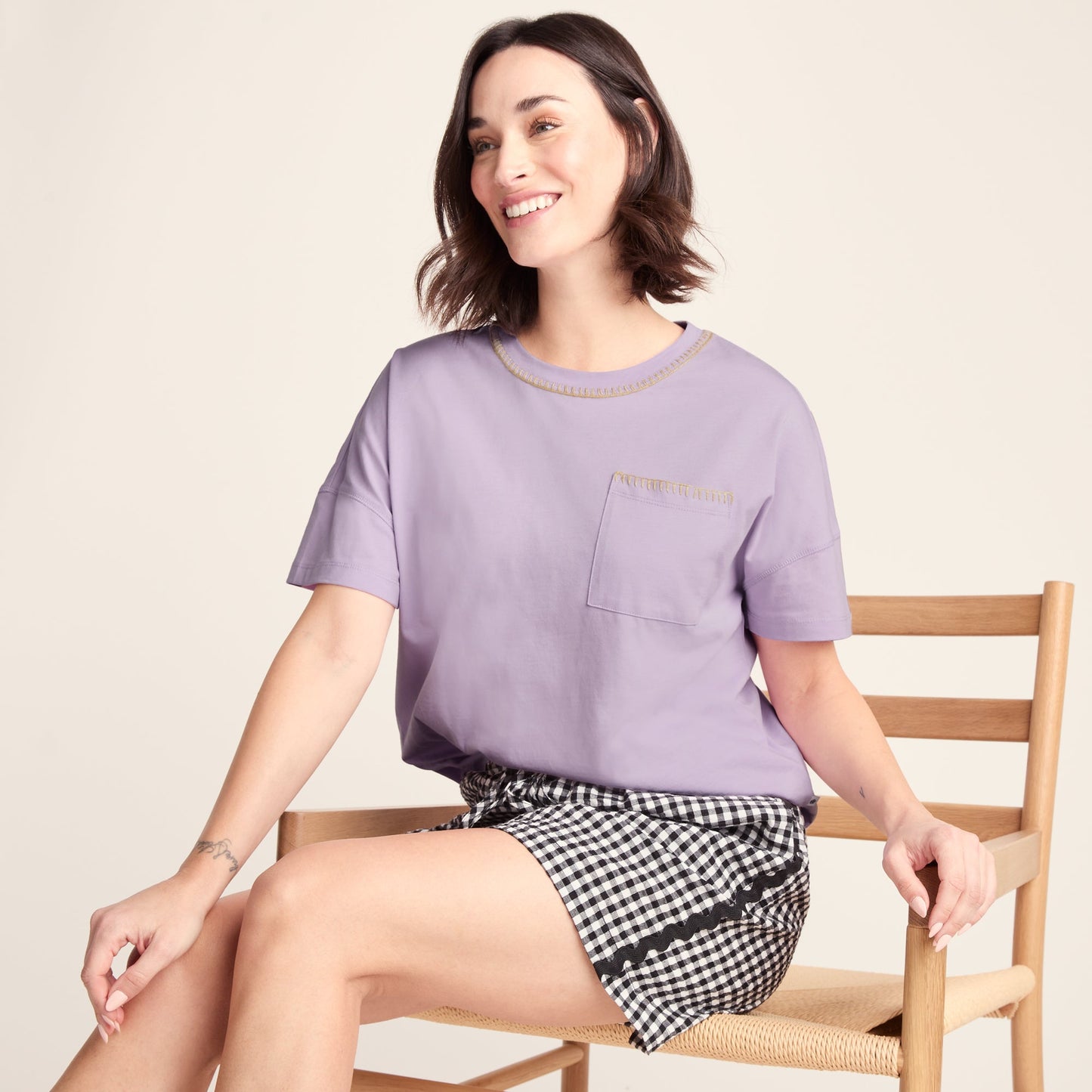 Laurie Womens 100% Cotton Supersoft Boxy Fit T-Shirt - Lilac Blossom