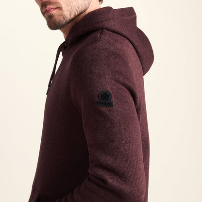 Mosby Mens Supersoft Knitlook Fleece Hoody - Chestnut Brown Melange